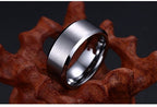 Stainless Steel Bevelled Edge Band Ring 8MM