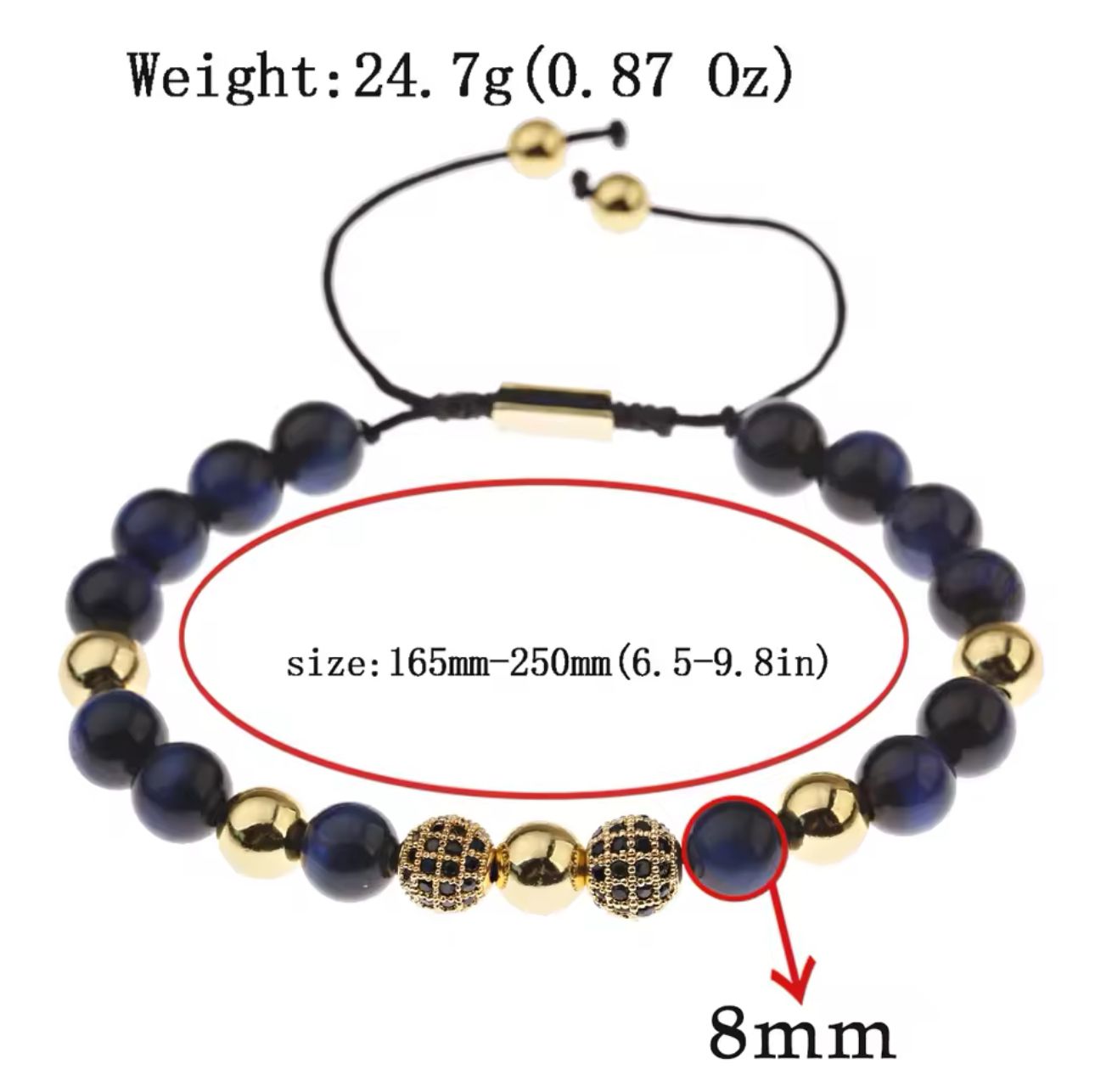 Men's Tiger Eyes Beads Bracelet