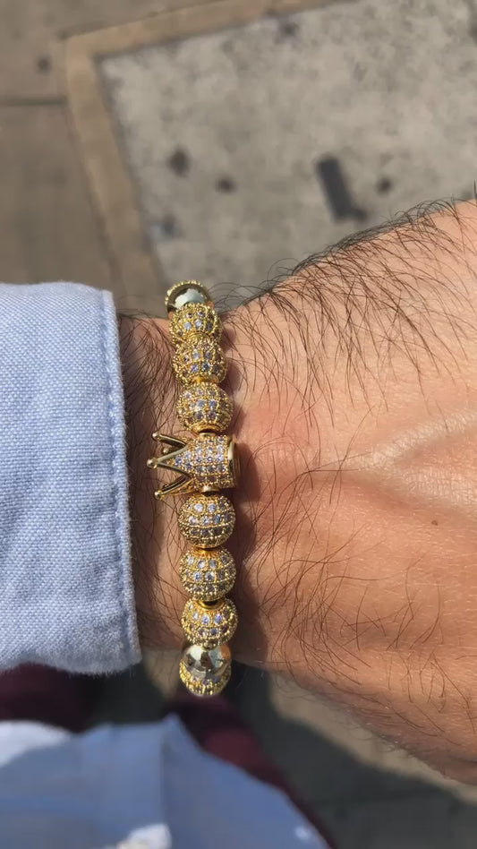 Men's Gold Crown Bracelet